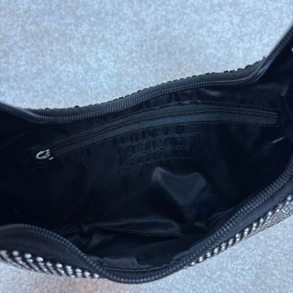 Jessica‎ McClintock Ada Crystal Hobo Bag Silver and Black New - Picture 8 of 9